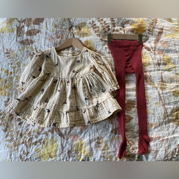 H&M Muslin Floral Dress & Red Leggings - Picture 8 of 8